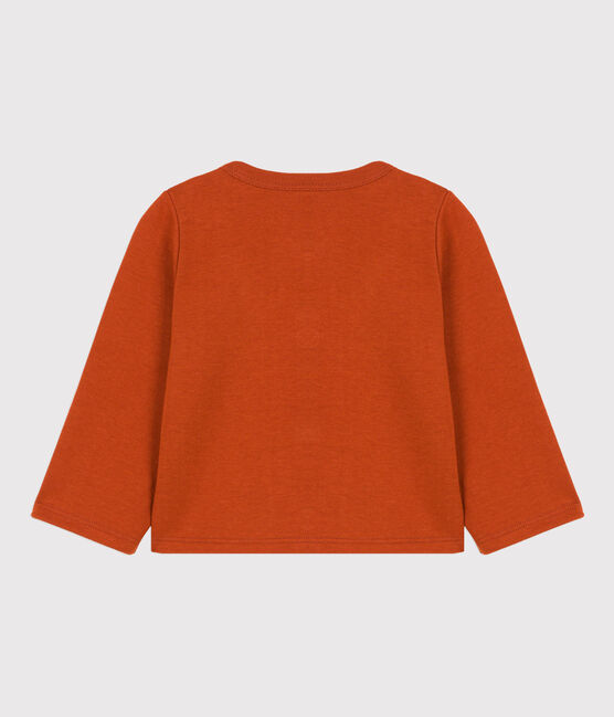 Cardigan a tinta unita in jersey spesso per neonati marrone RUSTY