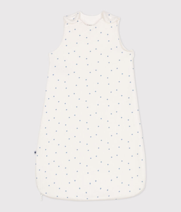 Sacco nanna per neonato in cotone stampato TOG 1.5 bianco/blu