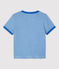 T-shirt bebè a maniche corte millerighe in cotone biologico blu BRASIER/grigio MARSHMALLOW