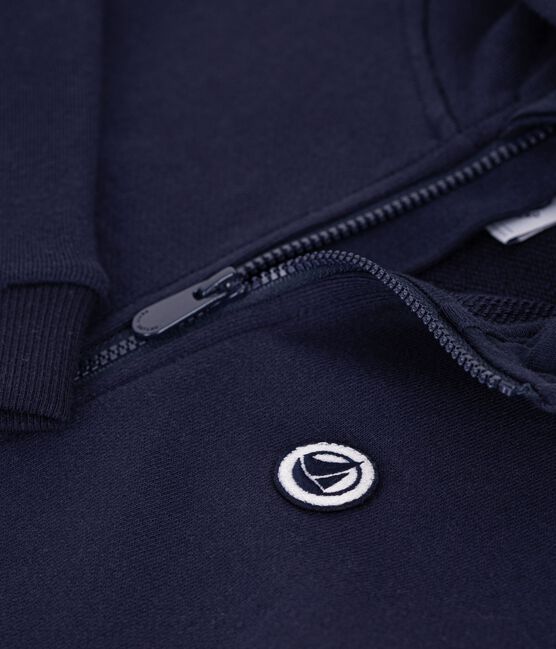 Felpa con cappuccio e cerniera in cotone bambino blu SMOKING