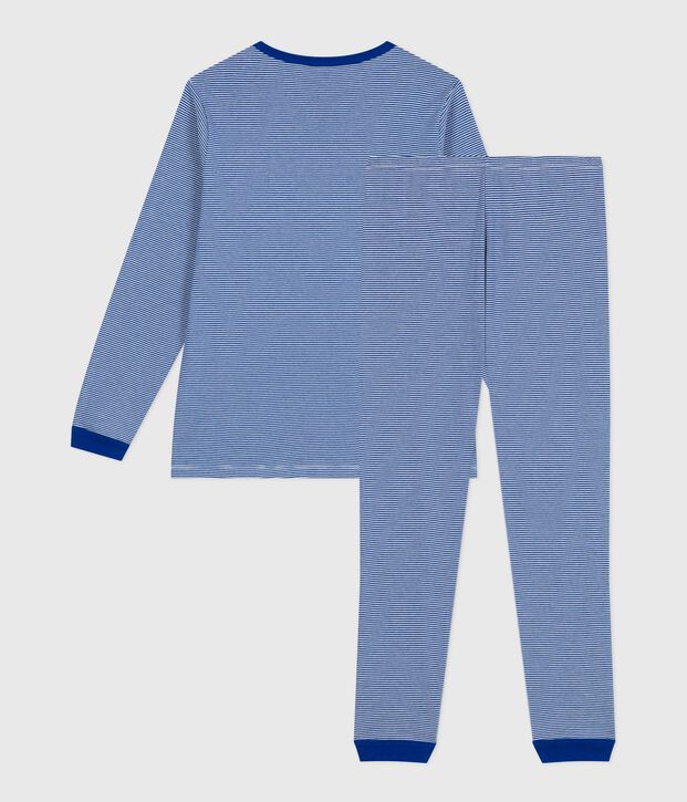 Pigiama in cotone a righe bambino blu/bianco