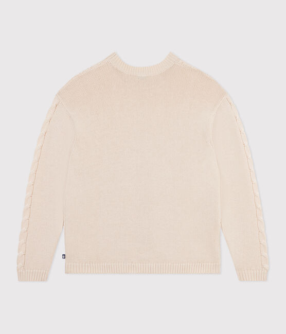 Maglione in misto lana e cotone tinta unita a trecce donna ecru AVALANCHE