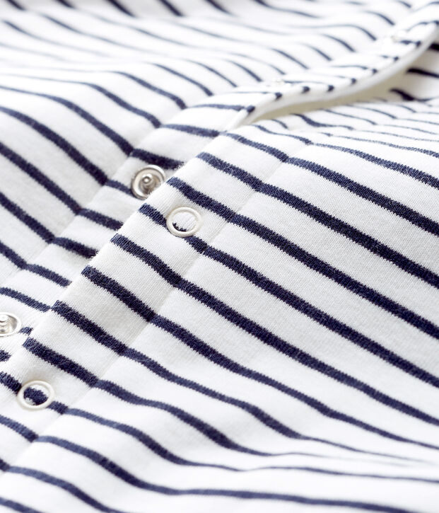 Mantella iconica beb&egrave; a costina in ovatta bianco/blu