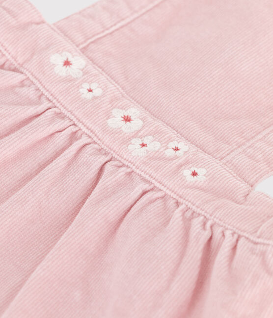 Abito in velluto a costine con fiori ricamati in vita neonata rosa JOLI