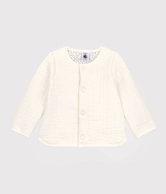Cardigan bebè in tubique trapuntato. bianco MARSHMALLOW
