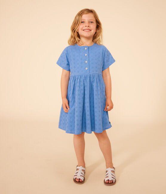 Abito a manica corta bambina in pizzo Sangallo blu GAULOISE