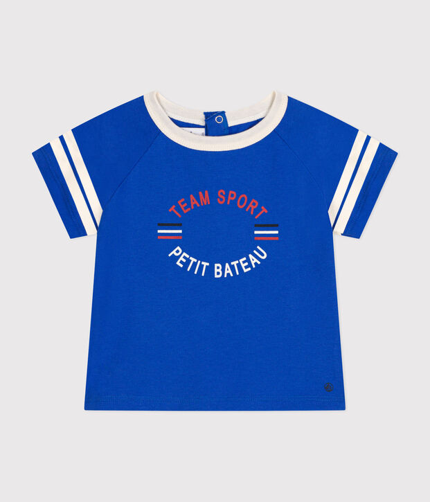 T-shirt a maniche corte in jersey sottile neonato blu