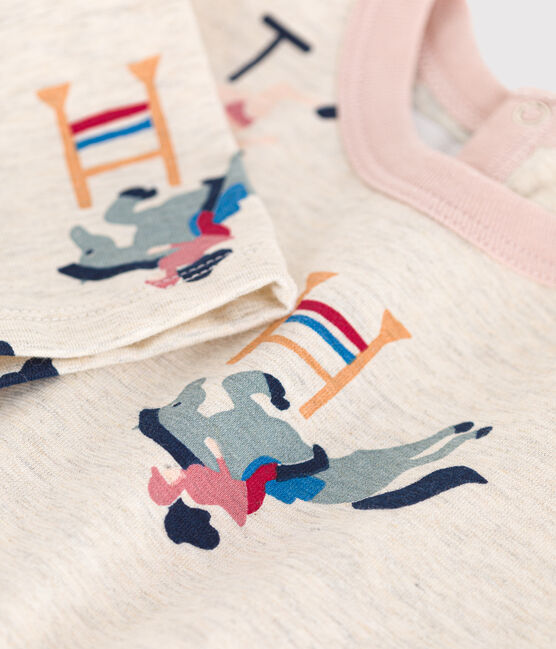 T-shirt a maniche lunghe in jersey sottile neonato beige MONTELIMAR/bianco MULTICO