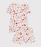 Pigiama short fantasia a fiori in cotone bambino bianco MARSHMALLOW/bianco MULTICO