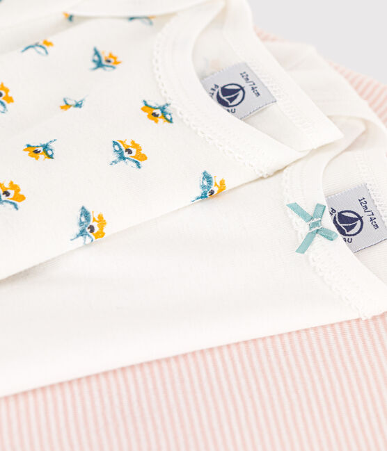 Confezione da 3 body bebè in cotone a fiori a maniche lunghe variante 1