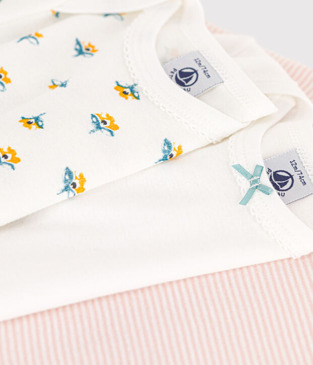Confezione da 3 body beb&egrave; in cotone a fiori a maniche lunghe multicolore