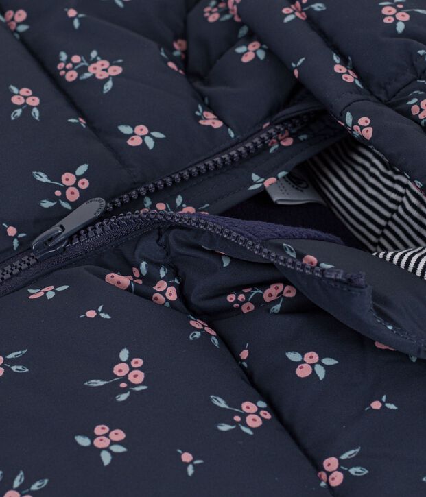 Piumino con stampa a cuori bambina blu/multicolore