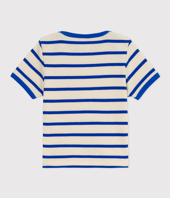 T-shirt a manica corta bebè in maglia a costine a righe  blu AVALANCHE/bianco PERSE