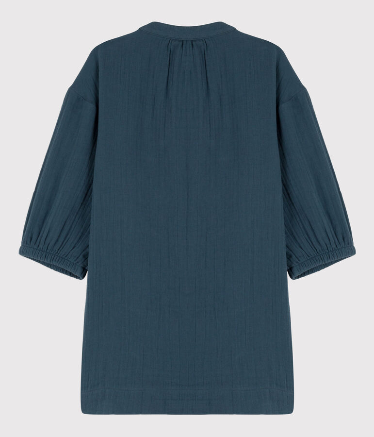 Abito bambina a maniche lunghe in garza di cotone grigio