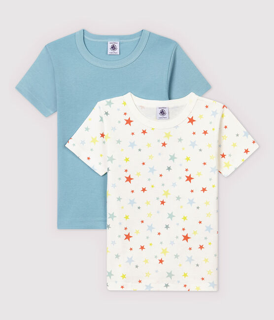 Confezione da 2 t-shirt maniche corte stelle multicolore bambino in cotone biologico variante 1