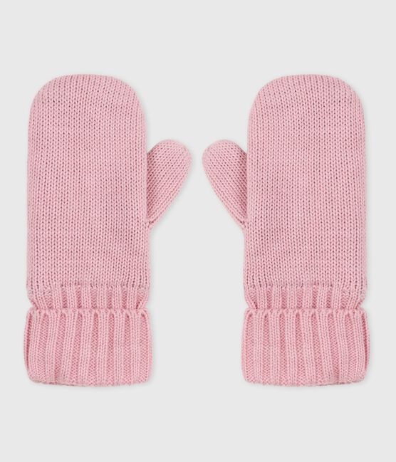 Muffole in maglia foderata in pile bambino rosa CHARME