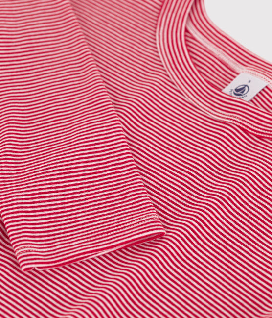 T-shirt L'ICONIQUE girocollo in cotone da donna rosso CORRIDA/bianco MARSHMALLOW