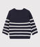 Pullover in lana e cotone bebè. blu SMOKING/bianco MARSHMALLOW