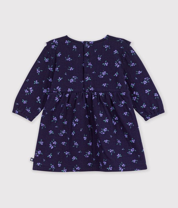 Abito a maniche lunghe in cotone con stampa a fiori neonata blu/multicolore