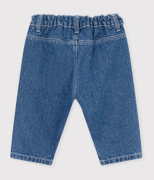 Pantaloni in denim tinta unita neonato blu