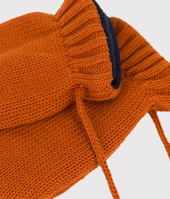 Muffole in maglia bebè foderate in pile riciclato marrone RUSTY