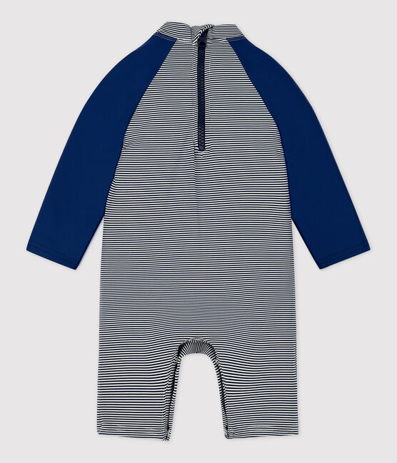Tuta anti-UV bebè in materiale ecoresponsabile blu MEDIEVAL/bianco MARSHMALLOW