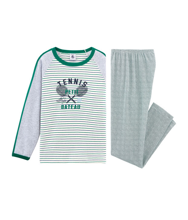 Pigiama bambino a costine bianco/multicolore