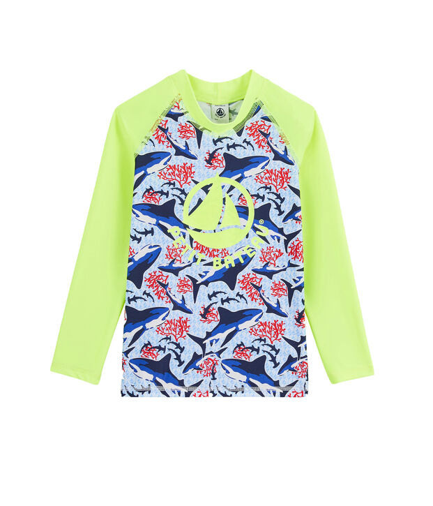 T-shirt anti-UV UPF 50+ ecoresponsabile bambino bianco/multicolore