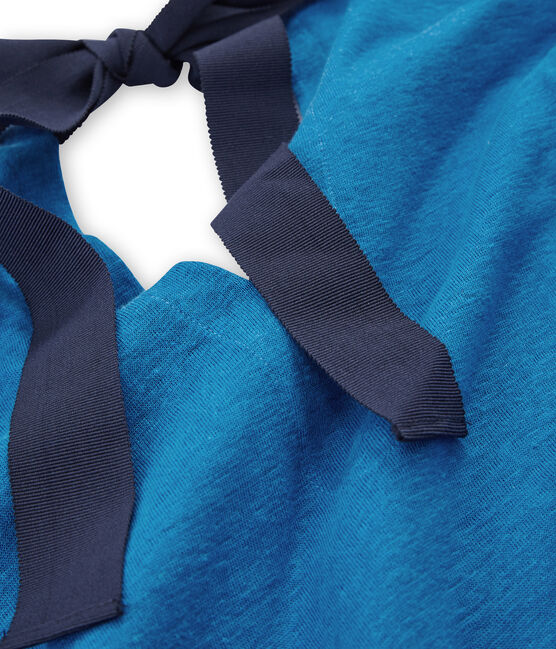 Abito maniche corte donna in lino blu RIYADH