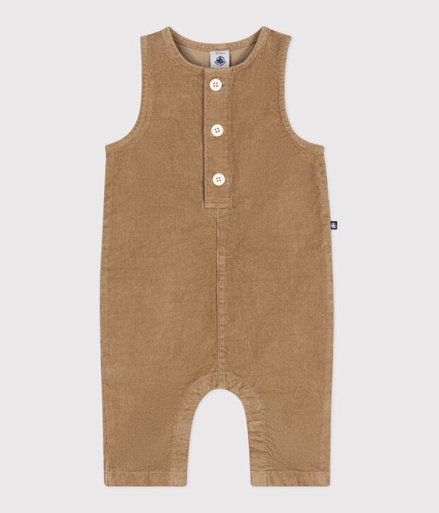 Tutina lunga in ciniglia tinta unita neonato beige