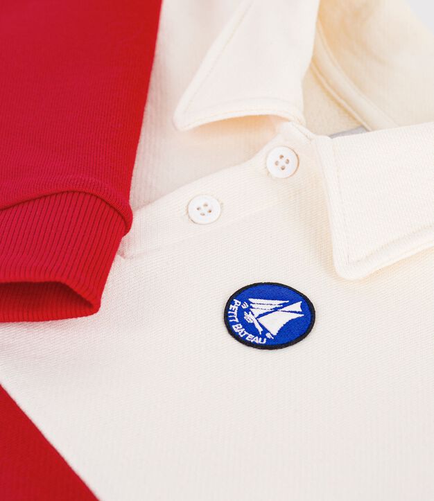 Felpa stile polo in cotone bambino rosso/rosso