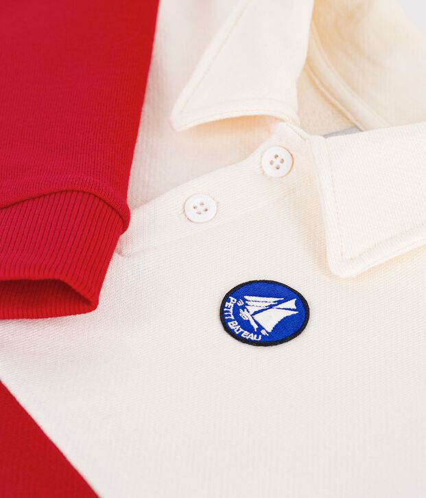 Felpa stile polo in cotone bambino rosso/rosso