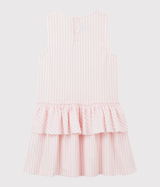 Abito senza maniche in jersey bambina rosa MINOIS/bianco MARSHMALLOW