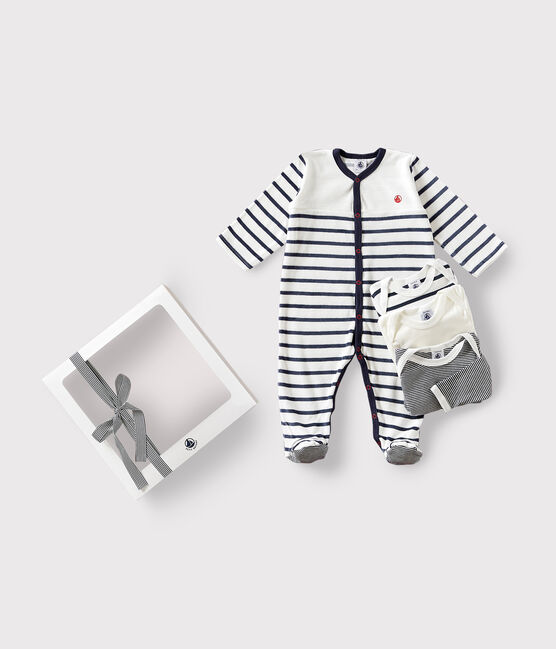 Set di un pigiama bebè e tre body a righe variante 1