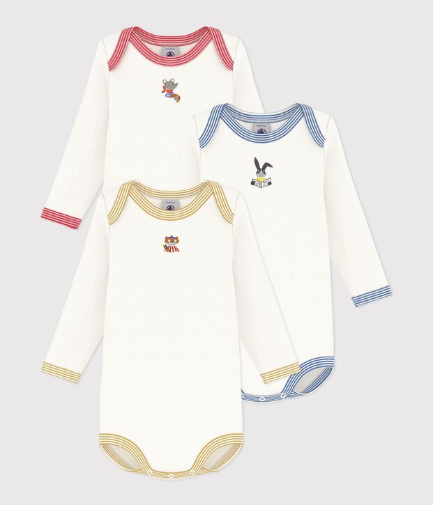 Set di body a maniche lunghe in cotone tinta unita neonato multicolore