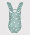 Costume da bagno intero a fiori bambina blu PAUL/bianco MARSHMALLOW