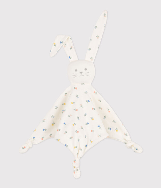 Doudou a fiori in cotone bianco/multicolore