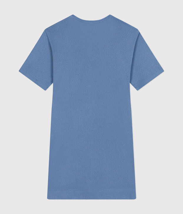 Camicia da notte in cotone traforato donna blu