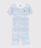 Pigiama corto snugfit fantasia onde bambino in cotone bianco MARSHMALLOW/blu COOL
