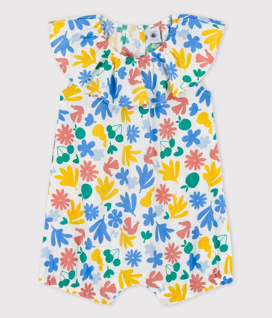 Tutina corta in popeline bebè con fatasia floreale bianco MARSHMALLOW/bianco MULTICO