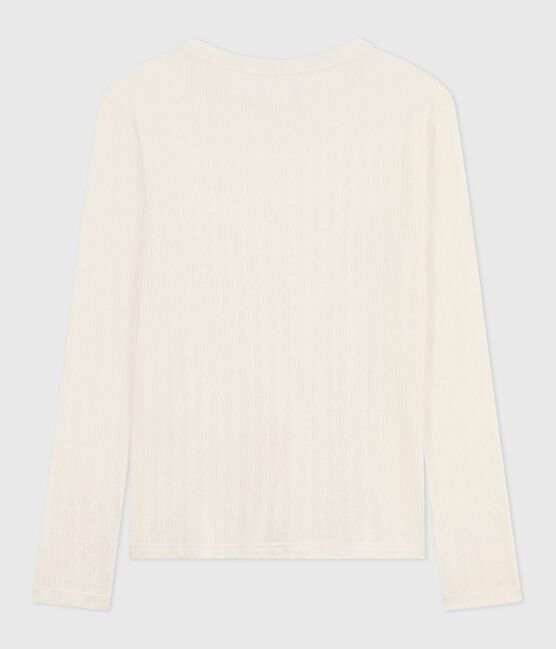 T-shirt L'Iconique a maniche lunghe in cotone traforato donna ecru MILK