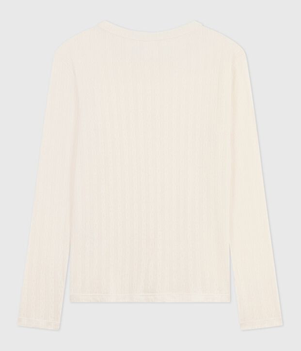 T-shirt L'Iconique a maniche lunghe in cotone traforato donna MILK