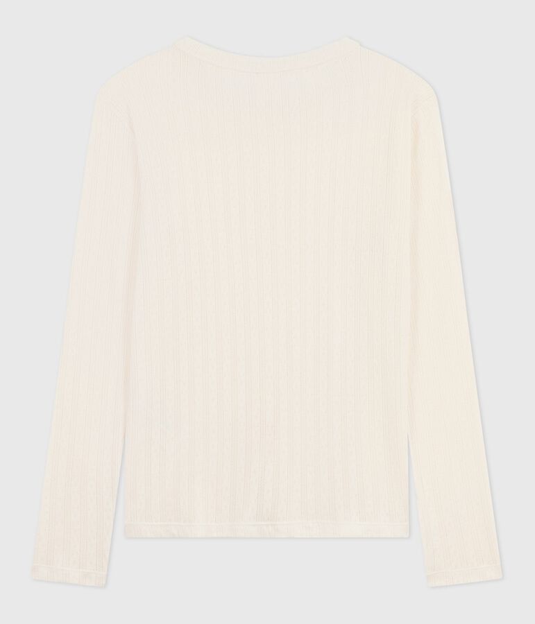 T-shirt L'Iconique a maniche lunghe in cotone traforato donna ecru