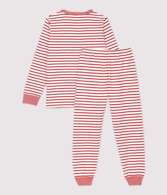 Pigiama bambina/bambino marinière rosso in molleton bianco MARSHMALLOW/rosso TERKUIT