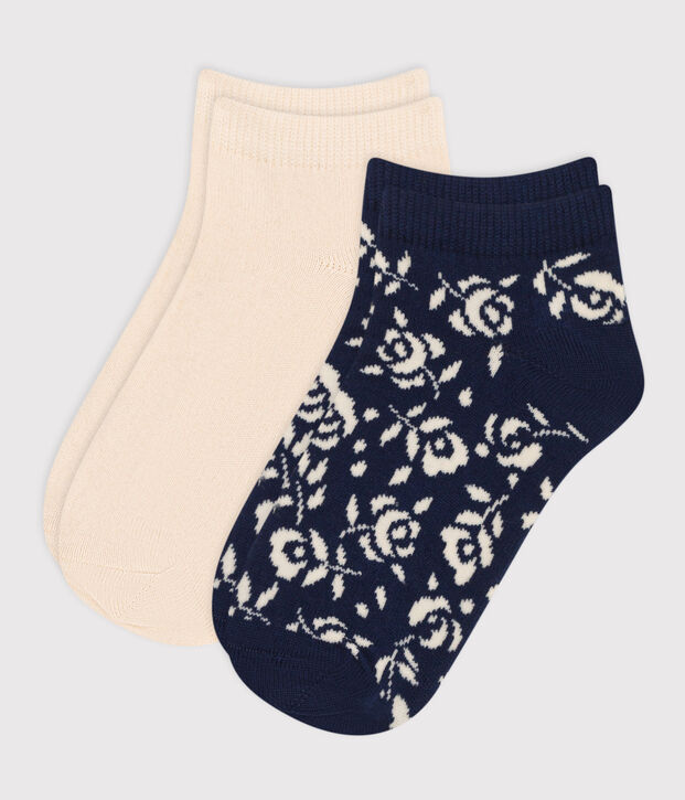 2 paia di calzini bambino in cotone a fiori multicolore