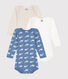Confezione da 3 body a maniche lunghe in cotone con balena neonato