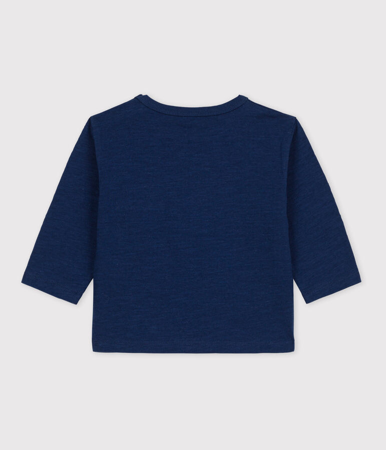 T-shirt maniche lunghe beb&egrave; in cotone blu