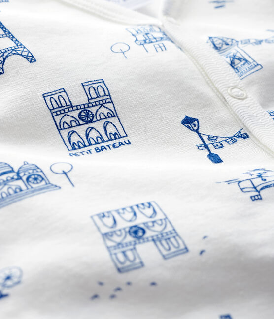 Tutina Paris bebè a costine bianco MARSHMALLOW/blu MAJOR
