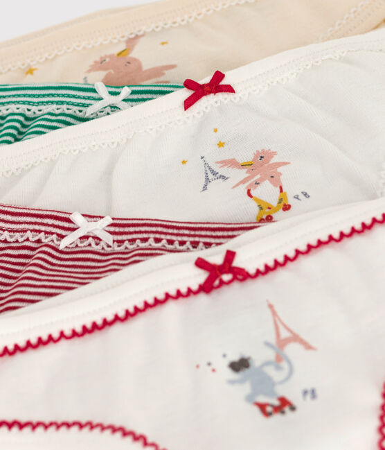 Confezione da 5 slip bambina in cotone di cui uno fosforescente variante 1