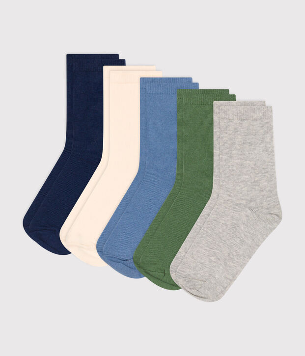5 paia di calze in cotone tinta unita bambino multicolore